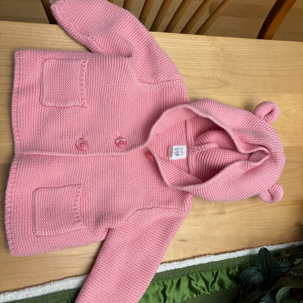 Pink Hooded Knit Baby Sweater